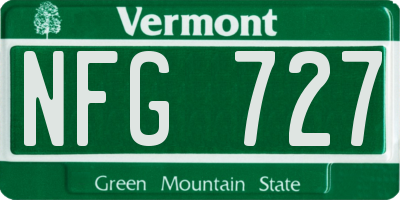VT license plate NFG727