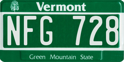 VT license plate NFG728