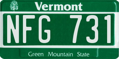 VT license plate NFG731