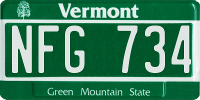 VT license plate NFG734
