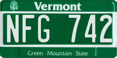 VT license plate NFG742
