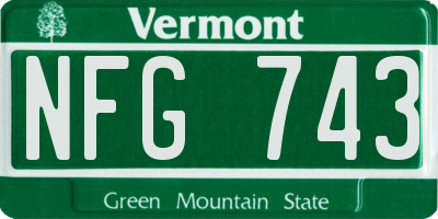 VT license plate NFG743