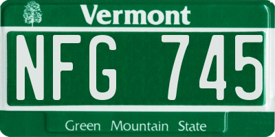 VT license plate NFG745