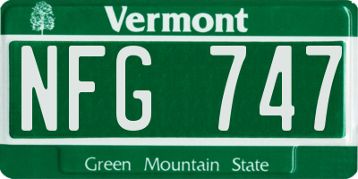 VT license plate NFG747