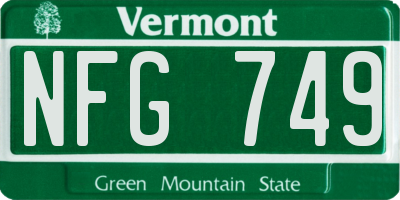 VT license plate NFG749