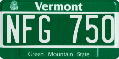VT license plate NFG750