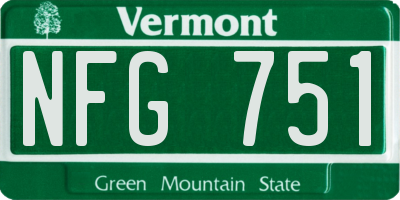 VT license plate NFG751