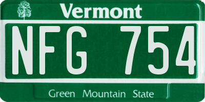 VT license plate NFG754