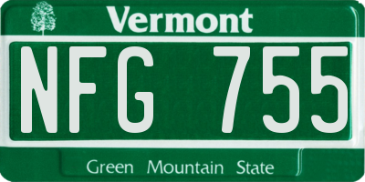 VT license plate NFG755