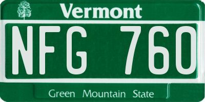 VT license plate NFG760