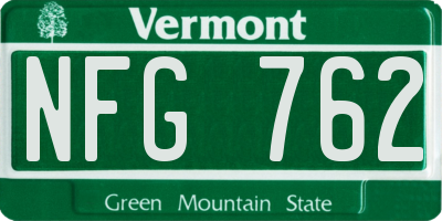 VT license plate NFG762