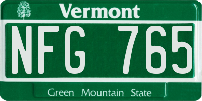 VT license plate NFG765
