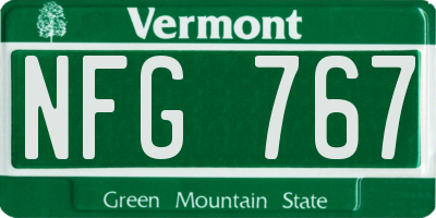 VT license plate NFG767