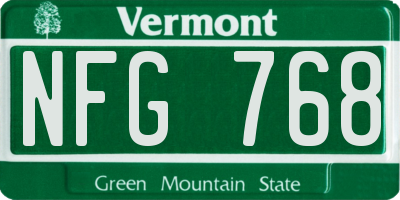 VT license plate NFG768
