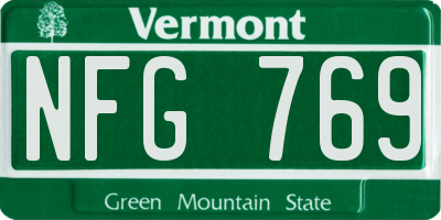 VT license plate NFG769