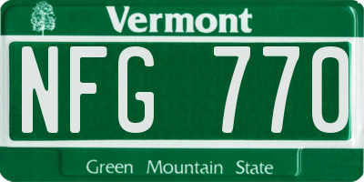 VT license plate NFG770