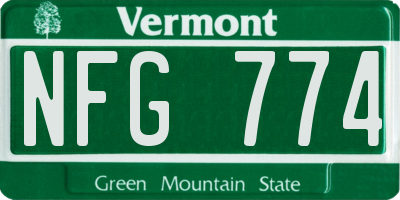 VT license plate NFG774