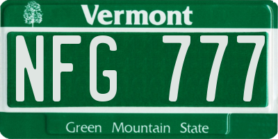 VT license plate NFG777