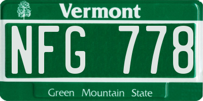 VT license plate NFG778