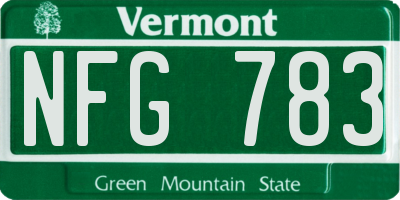 VT license plate NFG783