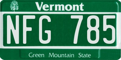 VT license plate NFG785