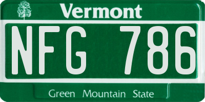 VT license plate NFG786