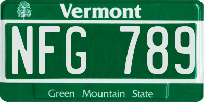 VT license plate NFG789