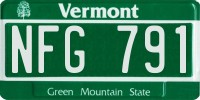 VT license plate NFG791