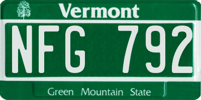 VT license plate NFG792