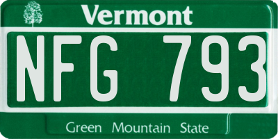 VT license plate NFG793