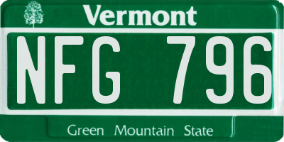 VT license plate NFG796