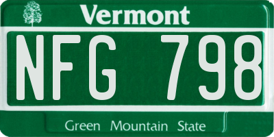 VT license plate NFG798