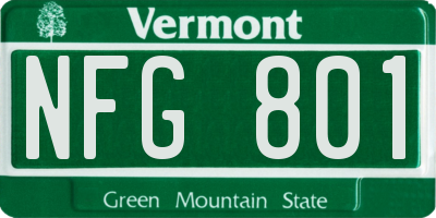 VT license plate NFG801