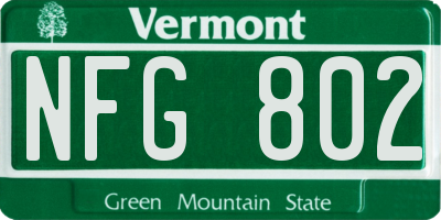 VT license plate NFG802