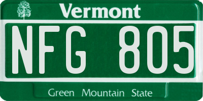 VT license plate NFG805