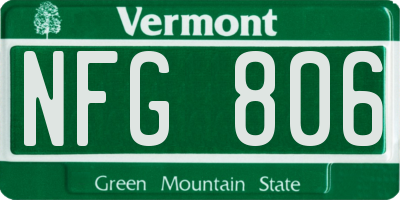 VT license plate NFG806
