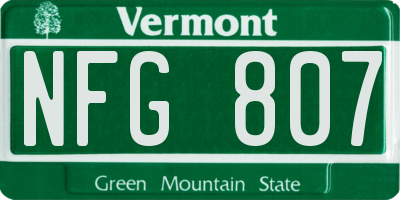 VT license plate NFG807