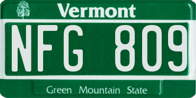 VT license plate NFG809