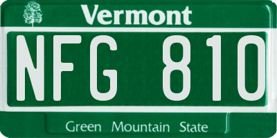 VT license plate NFG810