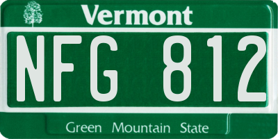 VT license plate NFG812