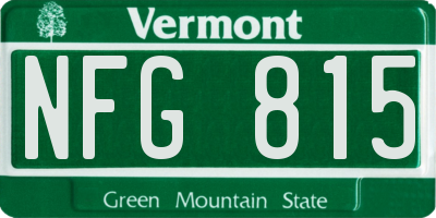VT license plate NFG815