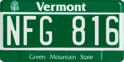 VT license plate NFG816