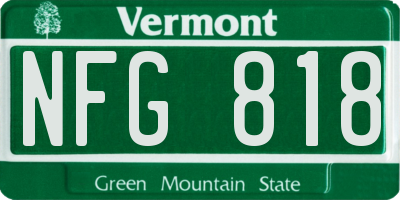 VT license plate NFG818
