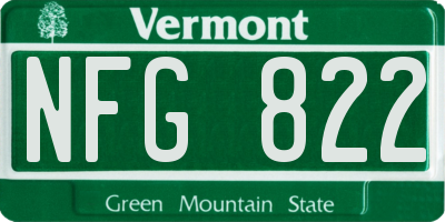 VT license plate NFG822