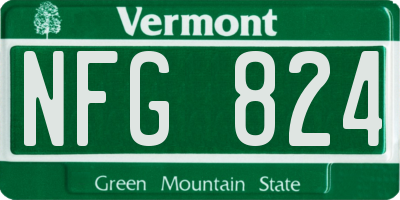 VT license plate NFG824