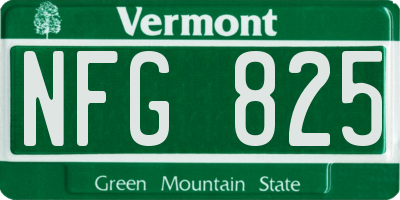 VT license plate NFG825