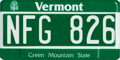 VT license plate NFG826