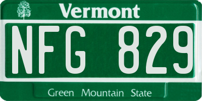 VT license plate NFG829