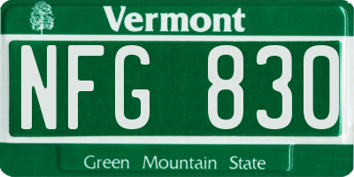 VT license plate NFG830