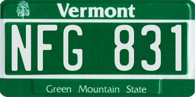 VT license plate NFG831